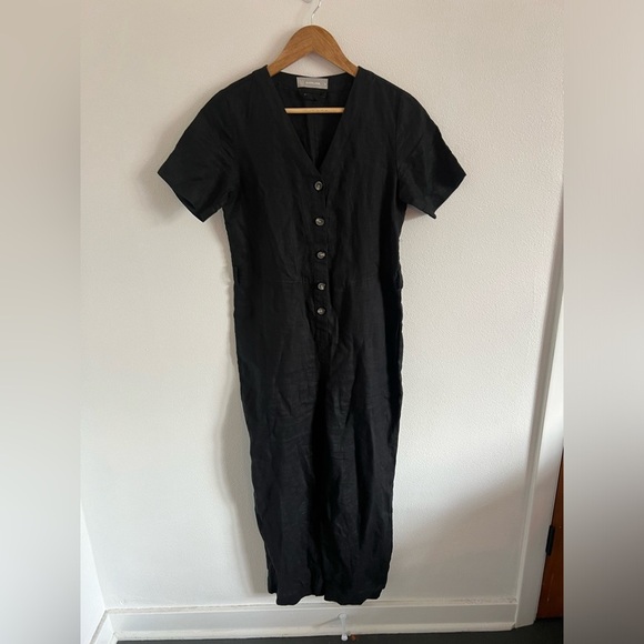 EVERLANE Women 100% Linen Short Sleeve Jumpsuit Size 00 - Picture 2 of 5